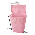 X2 Canasto De Plastico Para Ropa Sucia Con Tapa Calado Cesto Rosa Con Tapa