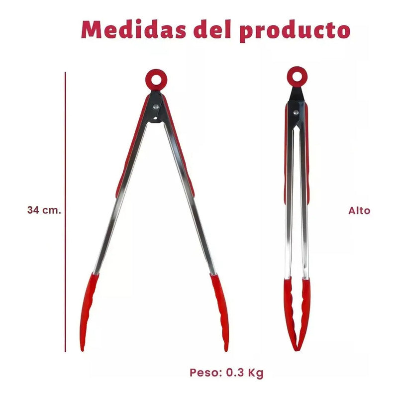 Pinza Punta Silicona Acero Inoxidable Multiuso Utensilio