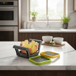 Cortador De Verduras Multifuncional Manual Con 3 Cuchillas Gris