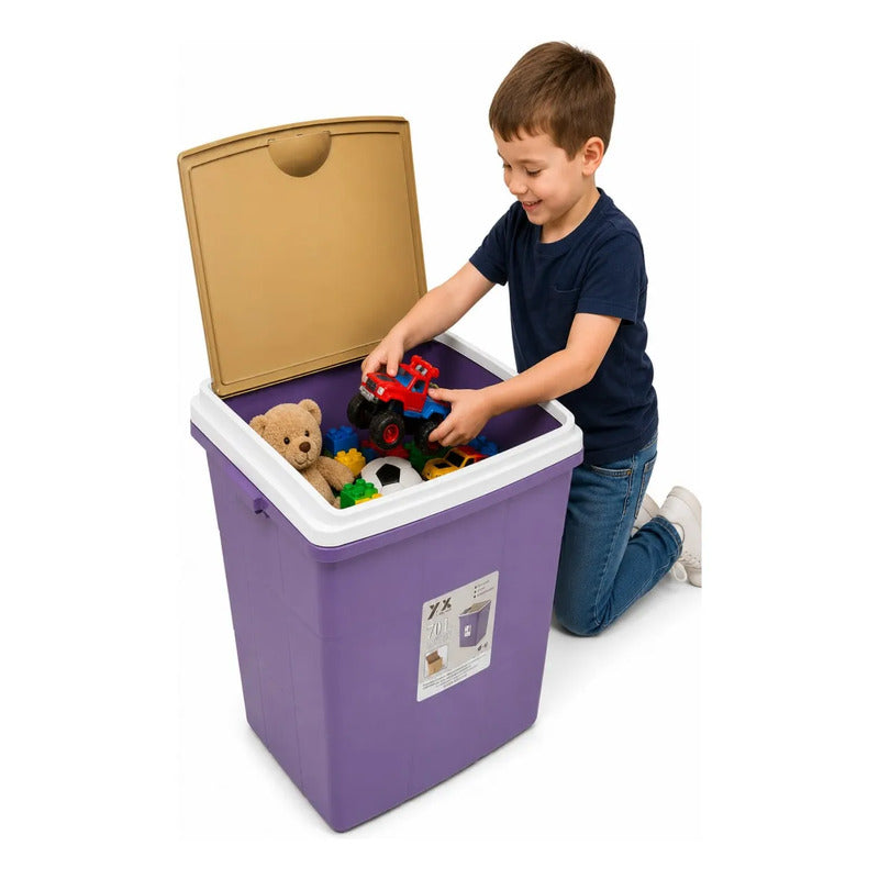 Caja Organizadora Contenedor De Plastico 70 Litros Multiusos Violeta Lisa