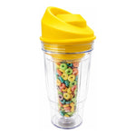 Vaso Portátil Para Cereal Y Leche Con Doble Compartimento Amarillo