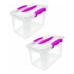 X2 Cajas Organizadora 6 Litros Transparente Con Tapa Platica