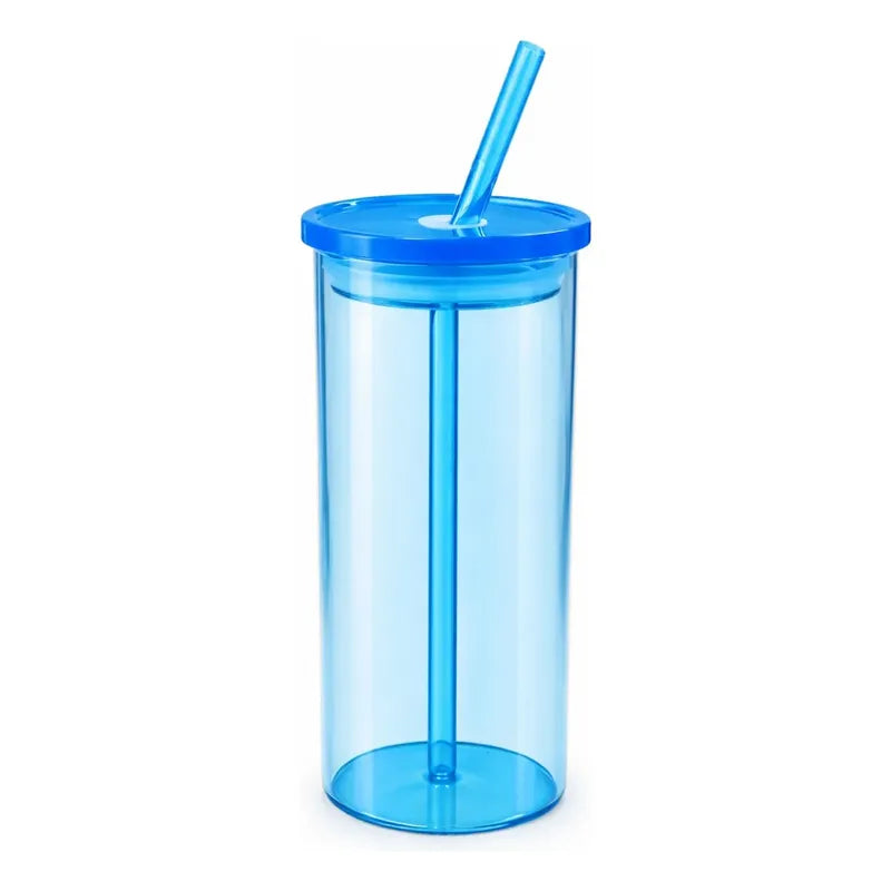 Vaso De Vidrio Con Bombilla Cilindro Para Bebidas Y Frías
