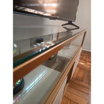 Rack Mueble Tv Moderno Dorado Con Organizadores 2 Niveles Dorado