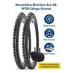 X2 Neumatico + 2 Camara Bicicleta Aro 26x2.125 Caluga Gruesa Neumático Negro Mtb 26