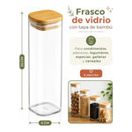 Pack 3 Frascos Contenedores De Vidrio Cuadrado Frascos 20cm Transparente