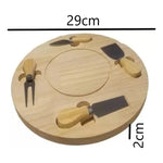 X6 Tabla Picoteo Madera Coctel + Utensilio Para Cortar Queso Redondo Beige