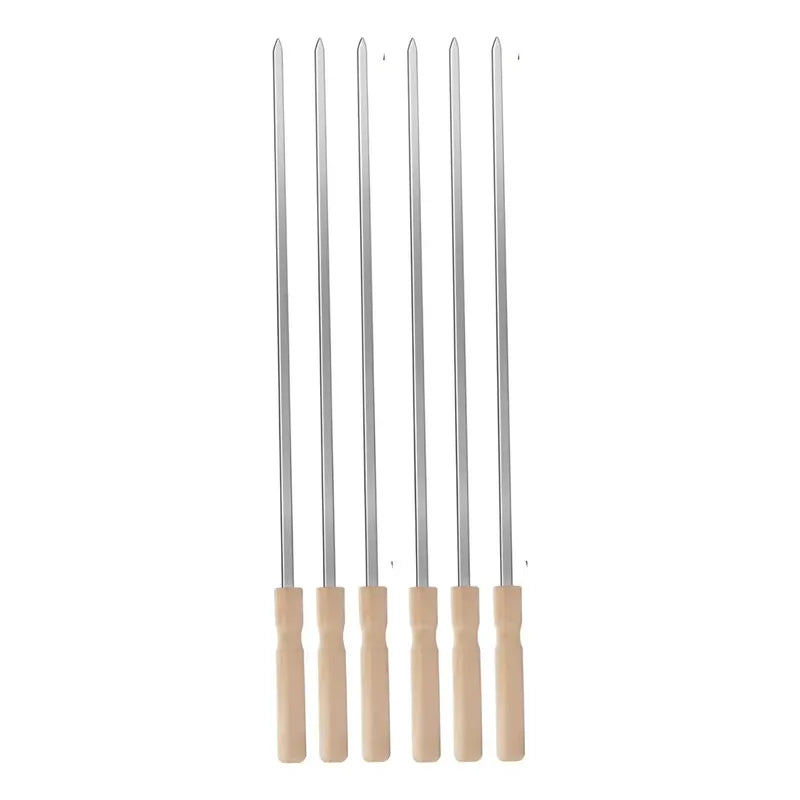 6 Brochetas Pinchos Anticucho Acero Barbacoa Parrilla Asado