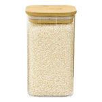 X3 Frasco Hermetico Contenedor 900ml Tapa Bambu Para Especie Transparente