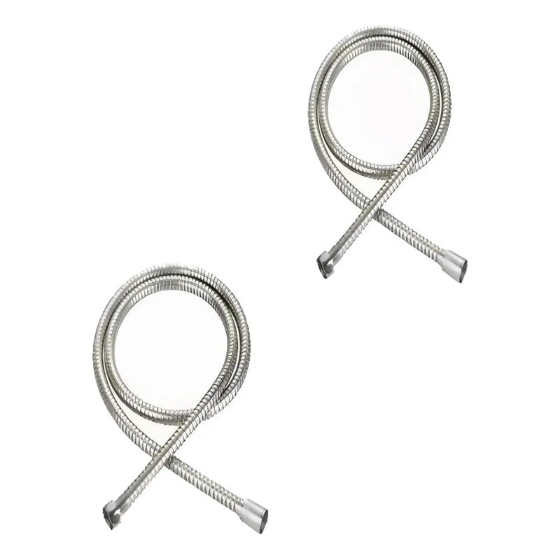 Pack X2 Manguera Ducha Flexible Extensible Acero Inoxidable  Plateado Brillante