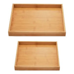 Set 2 Bandejas De Bambu Rectangular Para Servir Alimentos Marrón Claro