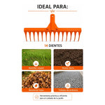 X2 Rastrillo De Jardin 14 Dientes Torcidos Metal Sin Mango Naranja