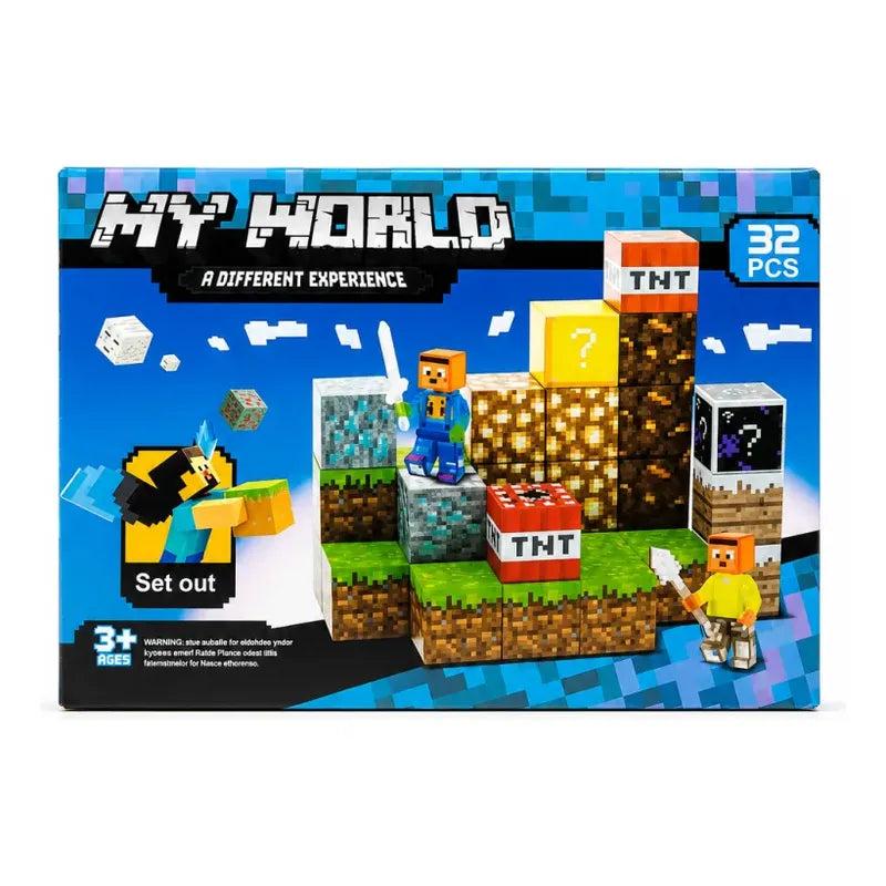 Minecraft Set Cubos Magnéticos Caja Pixel Diseños 32 Piezas 32 Minecraf
