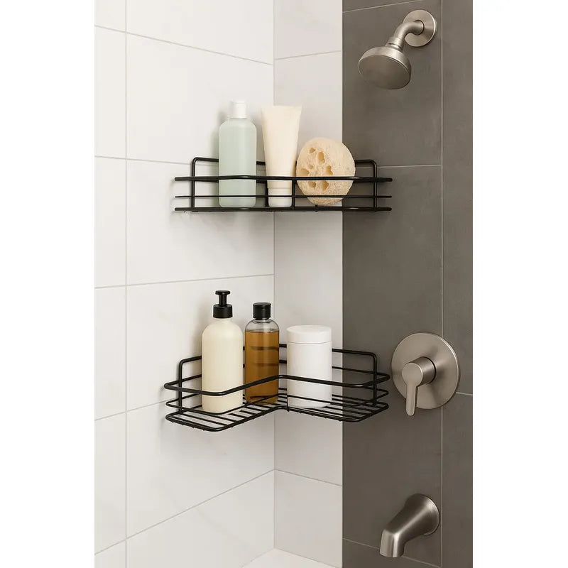 Organizador De Ducha Estante Esquinero De Ducha Marca Bathland Repisa Organizadora Para Ducha Baño Multiuso Color Negro Repisa Organizadora Baño Rejillas