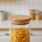 Pack De 9 Frascos De 1000ml Con Tapa De Bambú Para Especias Vidrio