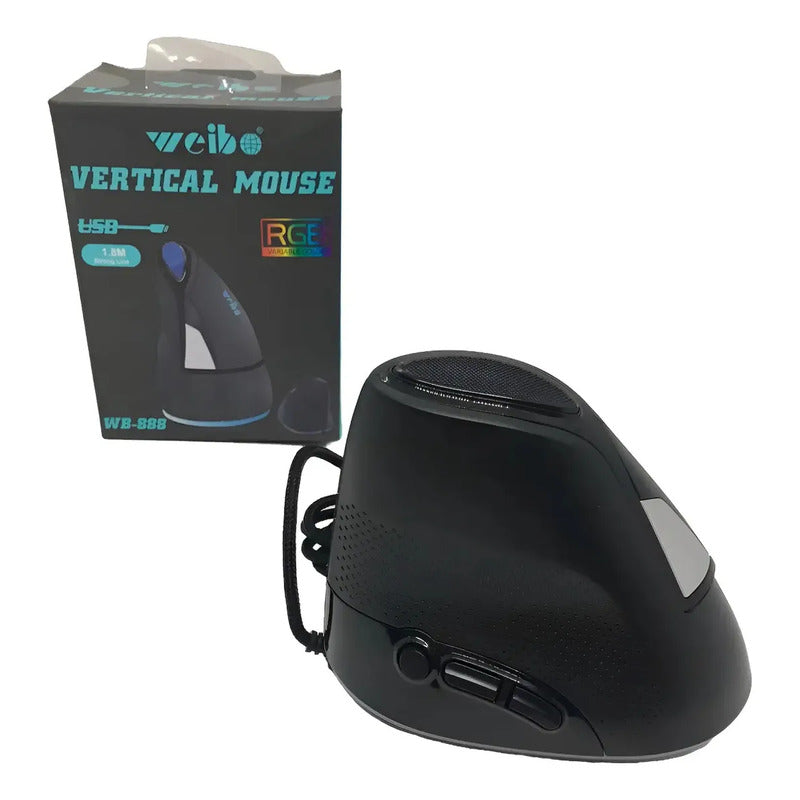 Mouse Raton Weibo Vertical Luces Rgb Alambrico Negro Wb-888