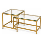 Mesa De Centro 2 Mesita Centro Cuadrada Y Rectangular Nido Dorado