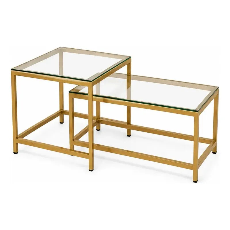 Mesa De Centro 2 Mesita Centro Cuadrada Y Rectangular Nido Dorado