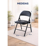 Silla Plegable Metálica Resistente Con Asiento Y Respaldo