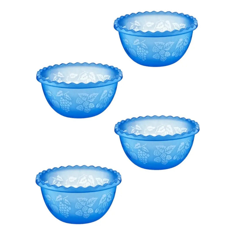 X4 Recipiente De Ensalada Bowl Redondo Plástico Multiuso 9lt