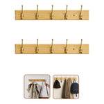 Set De 2 Percheros De Madera 5 Ganchos De Pared 50cm Madera