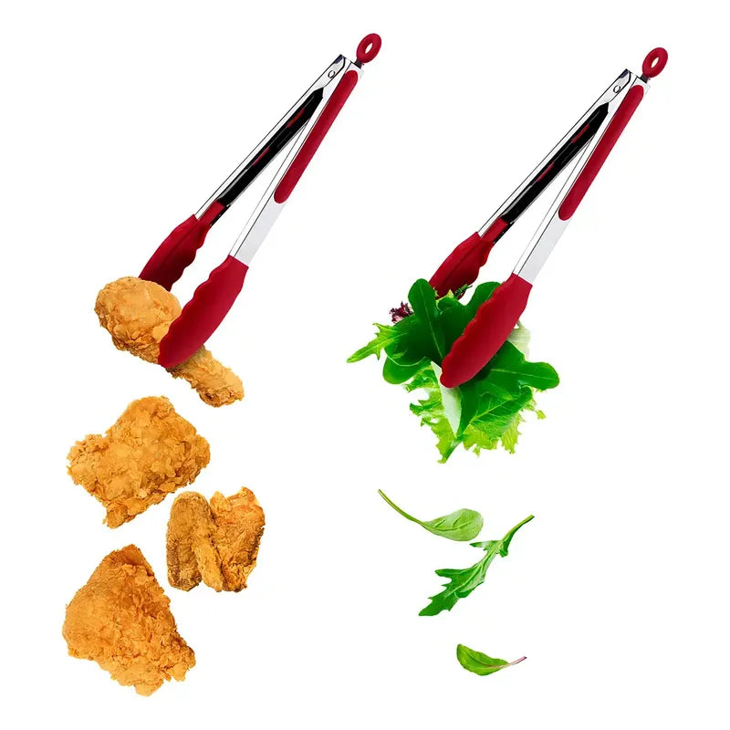 Pinza Punta Silicona Acero Inoxidable Multiuso Cocina 26cm
