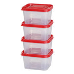 Set De 4 Taper Hermetico Contenedores Cuadrado Alimento 1.5l