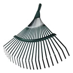 Rastrillo Barre Hojas Metálico Para Jardín 22 Dientes Verde Oscuro