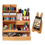 Organizador Portalapices Escritorio Oficina Con Cajon Madera