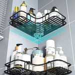 Esquinero Ducha Qatar Shop Negro Autoadhesivo Acero Resistente Agua