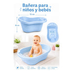 Bañera Bebe Niños Plástico Tina Bebe Ergonómica 72cm Liviana Celeste Liso