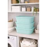 X3 Caja Cesta Organizadora Plastica Con Tapa Apilable 14ltrs