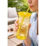 Vaso De Vidrio Con Bombilla Cilindro Para Bebidas Y Frías