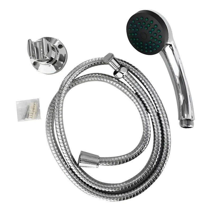 Kit De Ducha Teléfono Manguera Soporte Cromado Acero Inox Cromado
