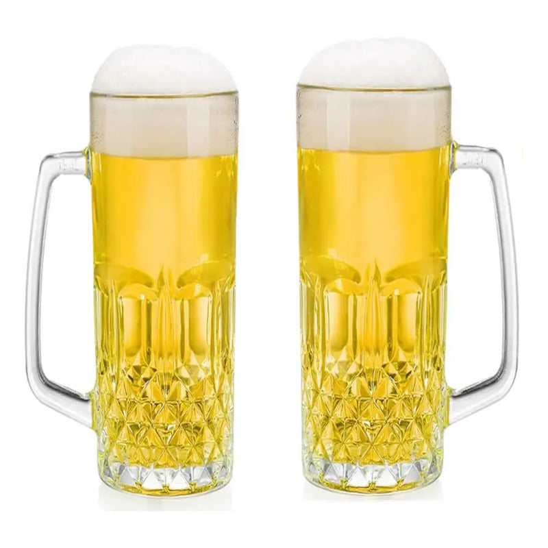 Set De 2 Vasos De Vidrio Cervecero Vaso Shopero De 500 Ml Transparente
