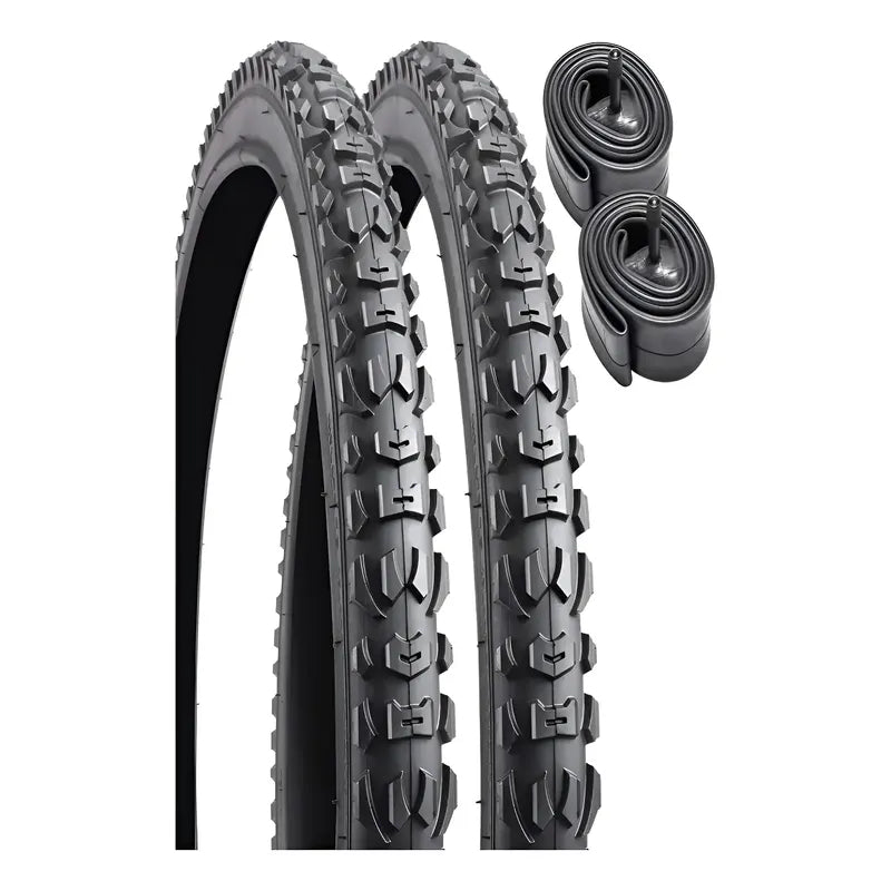 X2 Neumáticos + 2 Cámaras Bicicleta Aro 20x2.125 Schrader Negro