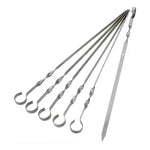 X24 Brochetas Pincho Anticucho Acero Barbacoa Parrilla Asado Plateado Brochetas De Acero