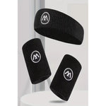 Set De Banda + Muñequera Deportiva Absorbente Sudor Unisex