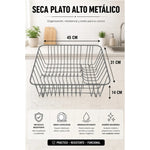 Seca Plato Platera Porta Loza Escurridor Plato Alto Metalico Gris
