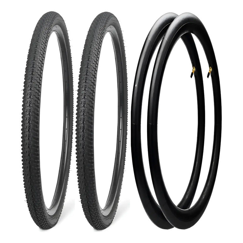 X2 Neumáticos + 2 Camaras Bicicleta Aro 26 X 2.125 Plegables Neumático Negro Mtb 26