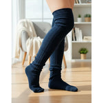 Pack 4 Pares Calcetines Bucaneras Escolares Hasta La Rodilla Azul Oscuro Líneas 35-39