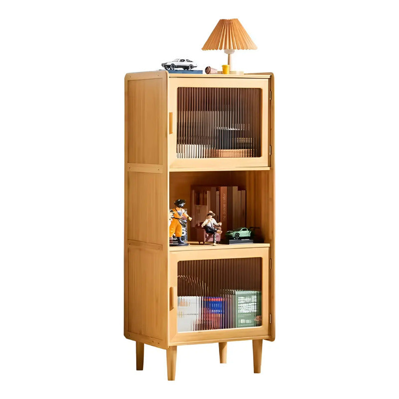 Estante Gabinete De Bambu Para Hogar De 3 Niveles 50x130 Cm Madera Claro