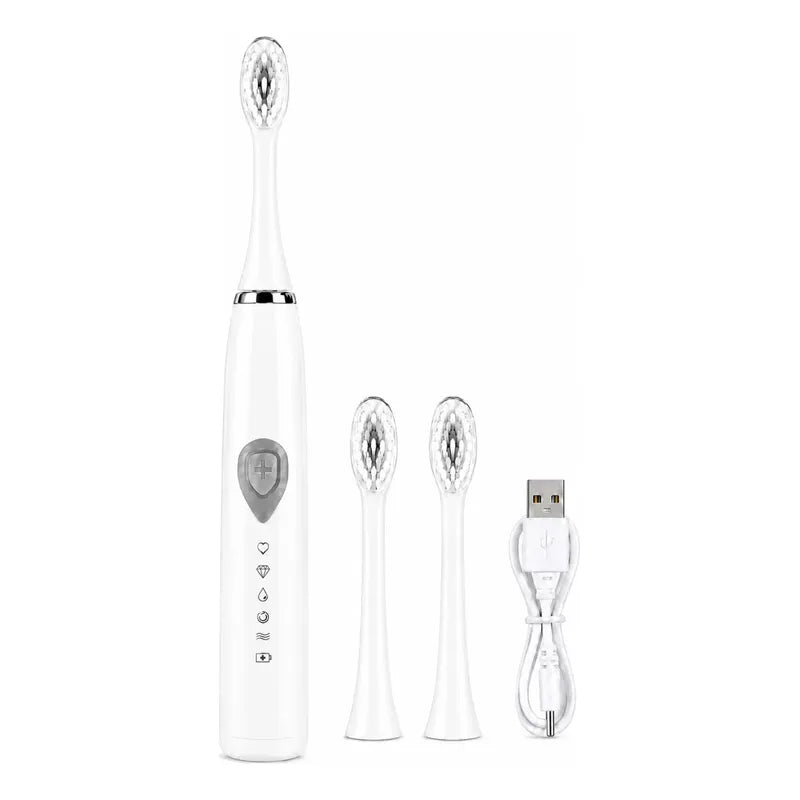 Cepillo De Dientes Electrico Recargable Usb + 2 Repuestos
