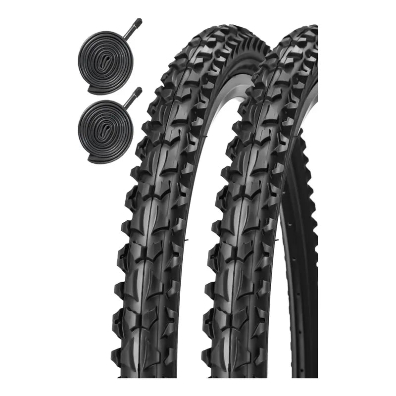 X2 Neumaticos + Camaras Bicicleta Aro 24x2.125 Caluga Gruesa Negro