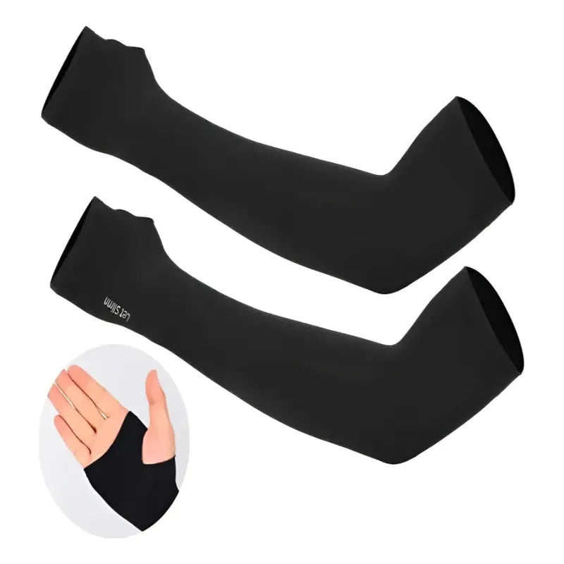 Set 2 Mangas De Brazos Protección Solar Rayos Deporte Uv Talla Única Negro
