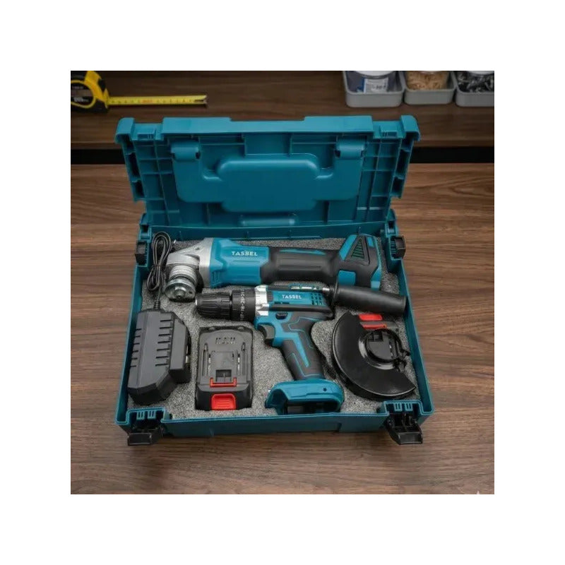 Esmeril Y Taladro Eléctrico A Batería Tasbel Kit 2 Baterías
