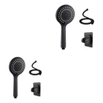 Ducha Teléfono Manguera Soporte Acero Inox Negro X2 Kit