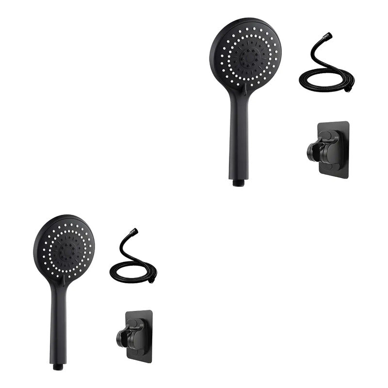 Ducha Teléfono Manguera Soporte Acero Inox Negro X2 Kit