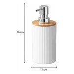 Dispensador De Jabon Bambu Con Dosificador Cromado Baño