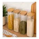 Pack 3 Frascos Contenedores De Vidrio Cuadrado Frascos 20cm Transparente